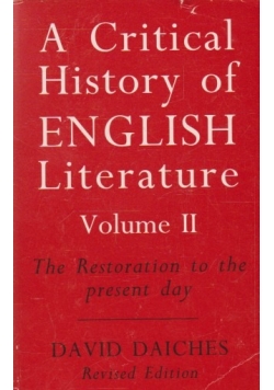 A Critical History of English Literature Volume II