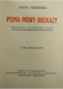 Pisma - Mowy - Rozkazy - Tom dodatkowy, 1936 r.