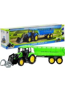Traktor gigant z przyczepą + wymienne łyżki zielony