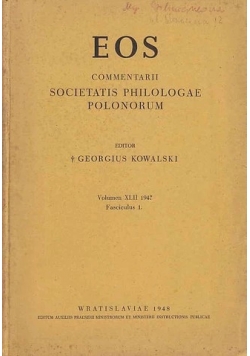 Eos. Commentarii Societatis Philologae Polonorum, vol. XLII, 1948r.