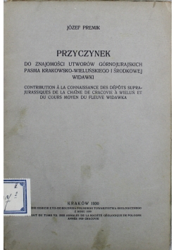 Przyczynek do znajomości utworów górnojurajskich pasma Krakowsko Wieluńskiego i środkowej Widawki  1930 r