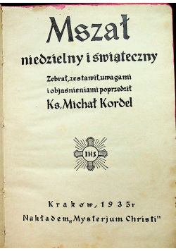 Mszał niedzielny i świąteczny 1935 r.