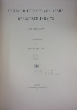 Keilschrifttexte aus Assur Religiosen Inhalts, 1919r.