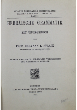 Hebraische Grammatik mit Ubungsbuch 1911 r.