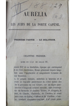 Aurelia ou Les Juifs De La Porte Capene