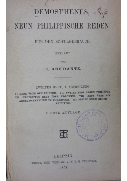 Demosthene neun Philippische reden 1878 r.