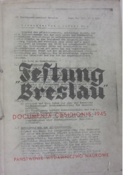 "Festung Breslau" Dokumenty oblężenia