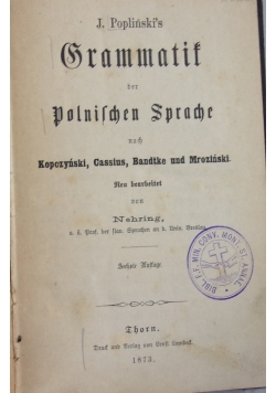 Grammatik der polnischen sprache, 1873r.
