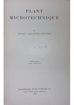 Plant microtechnique, 1940 r.