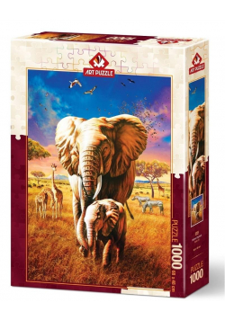 Puzzle 1000 Afryka, Rodzina słoni