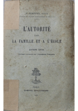 L Autorite dans La Famille et a L Ecole 1920 r.