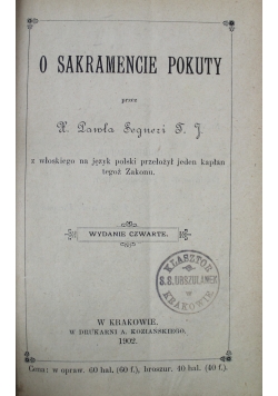 O sakramencie pokuty 1902 r.