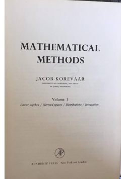 Mathematical mathods volume I