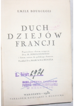 Duch dziejów Francji 1931r