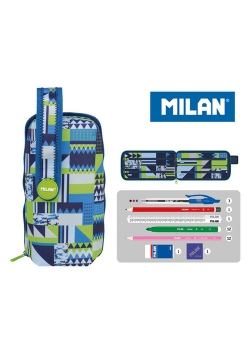 Multipiórnik MILAN owalny z 4 piórnikami NEW GEO niebieski
