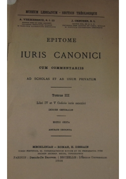 Epitome Iuris Canonici, tom III, 1946 r.