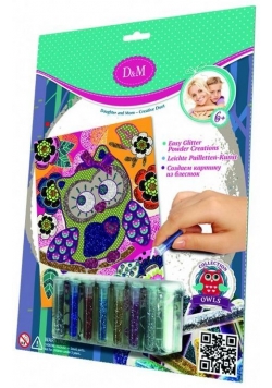D&M Pokoloruj obrazek z sową kolorowym brokatem