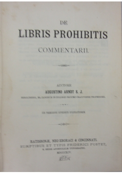 De Libris Prohibitis  Commentarii, 1895 r.