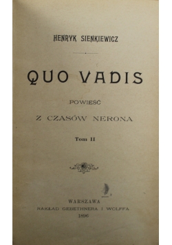 Quo Vadis Tom II 1896 r.