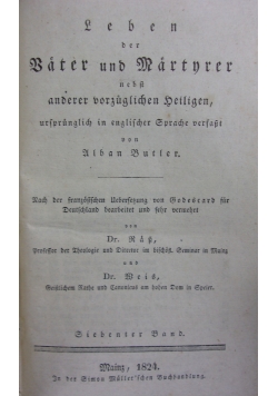 Leben der Vater uno Martnrer,1824r.