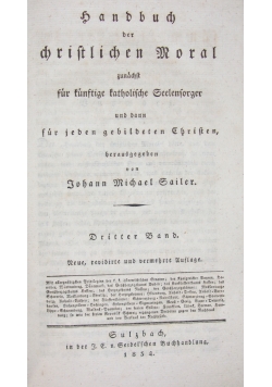 Handbuch der  Christlichen Moral, 1834 r.