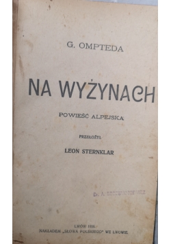 Na wyżynach powieść alpejska 1926 r.