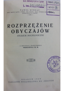 Rozprzężenie obyczajów ,1929r.