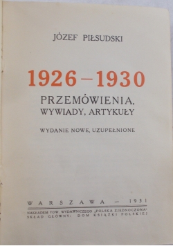 Przemówienia , wywiady, artykuły, 1931 r.