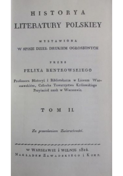 Historya literatury polskiey Tom II Reprint z 1814 r