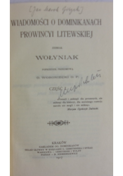 Wiadomości o Dominikanach Prowincyi litewskiej, 1917r.