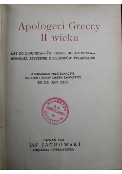 Apologeci Greccy II wieku 1935 r