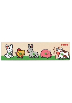 Puzzle drewniane z uchwytami - Farma