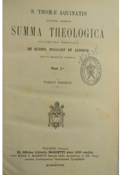 Summa Theologica, 1938 r.