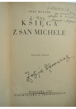 Księga Z San Michele, 1933r.