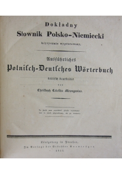 Dokładny słownik polsko-niemiecki, 1835 r.