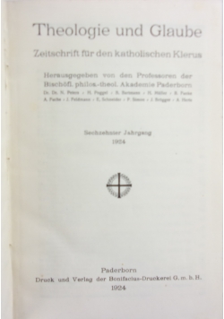 Theologie und Glaube, 1924r.