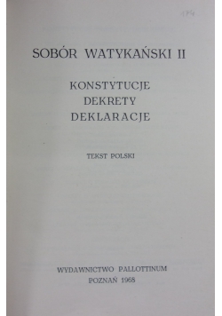 Sobór Watykański II. Konstytucje dekrety deklaracje