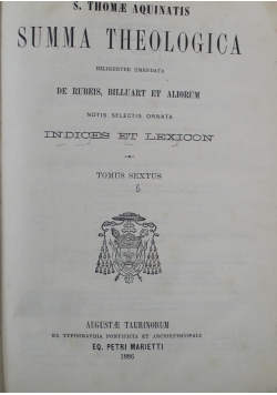 Summa Theologica Tom 6 1886 r.