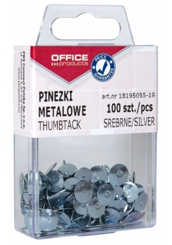 Pinezki metalowe srebrne OFFICE PRODUCTS 10x100 sztuk