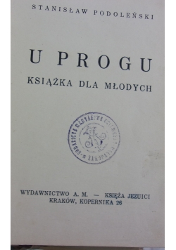 U progu książka dla młodych, 1938 r.