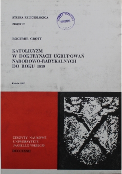 Katolicyzm w doktrynach ugrupowań narodowo radykalnych do roku 1939