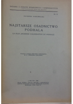 Najstarsze osadnictwo Podhala, 1935 r.
