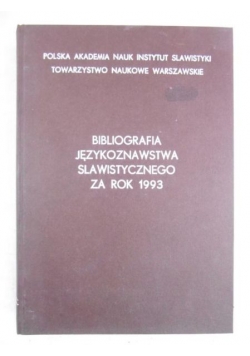 Bibliografia językoznawstwa slawistycznego za rok 1993