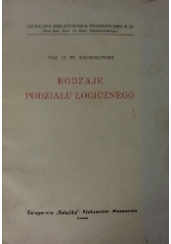 Rodzaje podziału logicznego 1939 r.