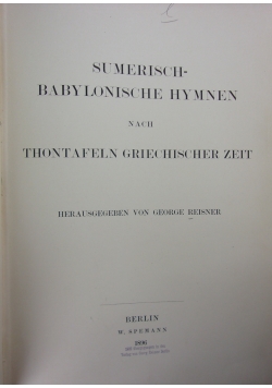 Sumerisch babylonische Hymmen, 1896r.