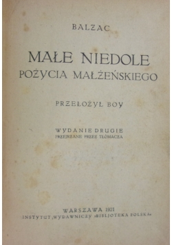 Małe Niedole pożycia małżeńskiego ,1921r.