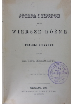 Wiersze różne i fraszki ucinkowe  1856 r.