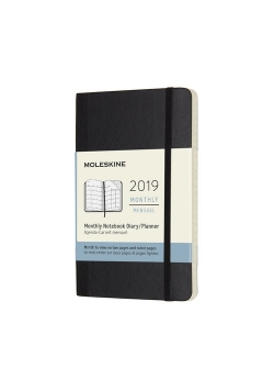 Kalendarz 2019 miesięczny Moleskine 12M P , miękka oprawa, czarny