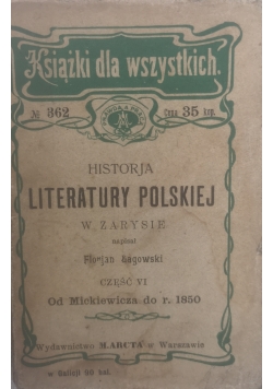 Historja literatury Polskiej część IV, 1907 r.