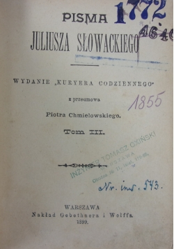 Pisma Juliusza Słowackiego, Tom VI, 1908 r.